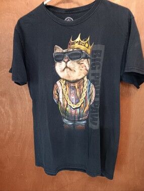 Dom  Black Mens Tee With Cat Wearing Crown